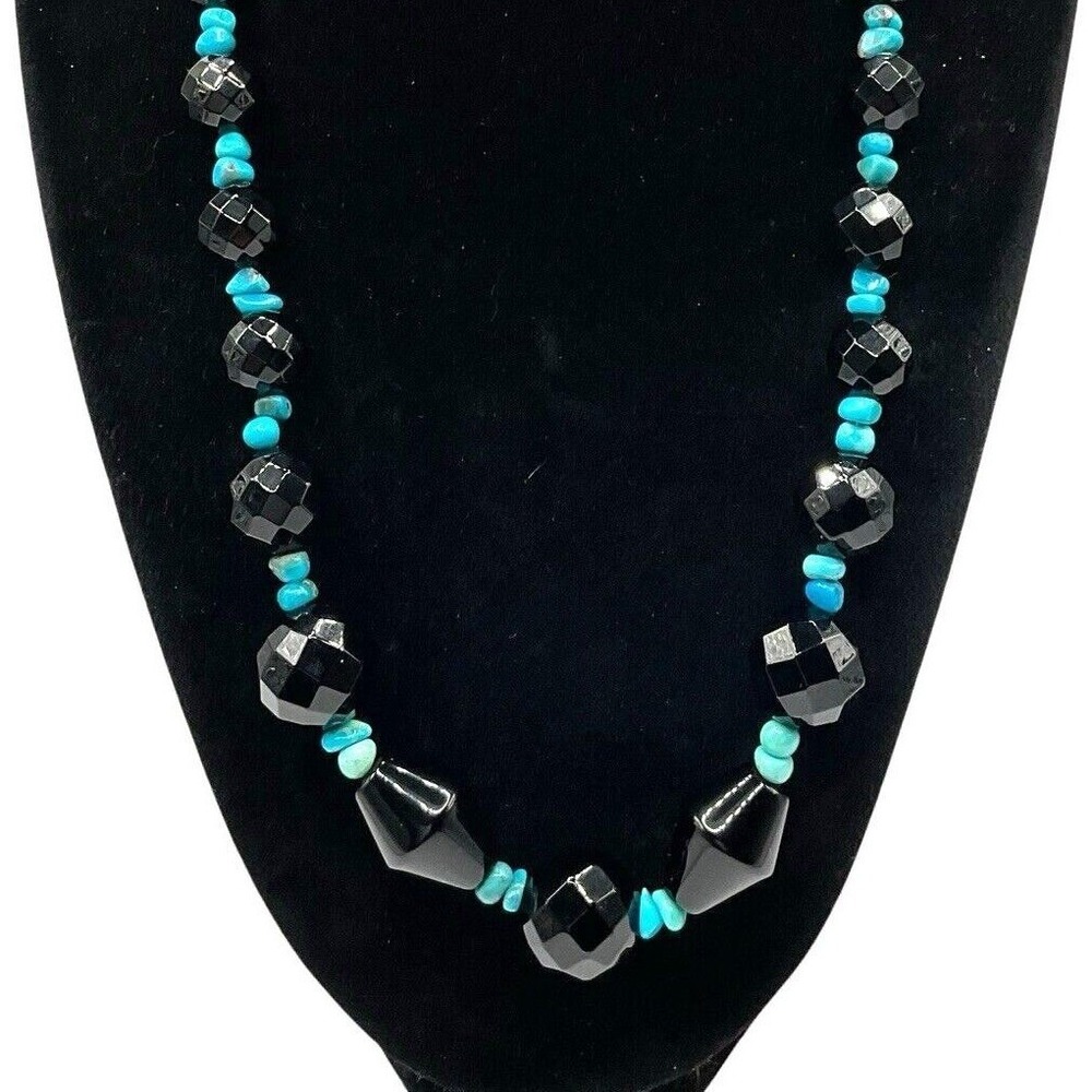 Jay King Necklace Midnight Chalcedony and Royal Blue Turquoise 18" - 21"
